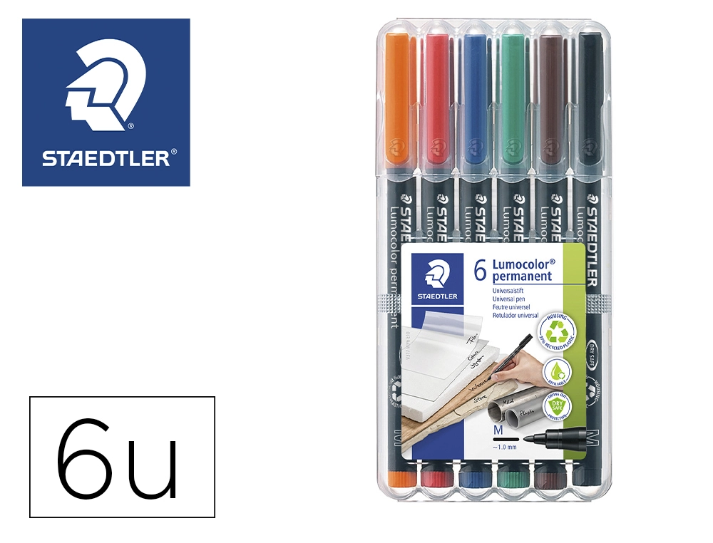 [78088] Rotulador staedtler lumocolor retroproyeccion punta de fibra permanente 317 wp estuche 6 colores punta media