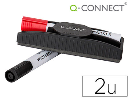 [64800] Borrador q-connect magnetico con rotulador rojo y negro para pizarra blanca