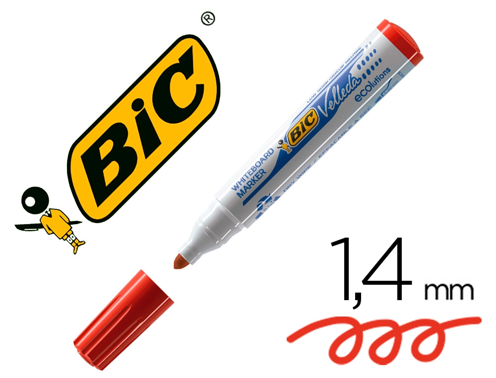[58499] Rotulador bic velleda para pizarra rojo punta redonda 1,3 mm