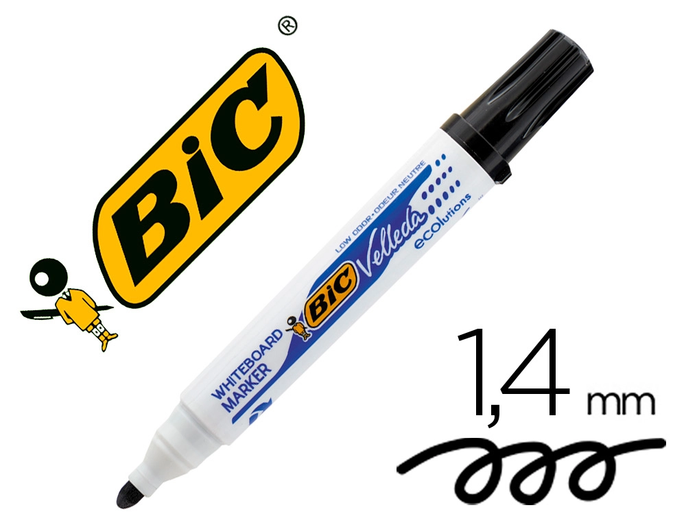 [58497] Rotulador bic velleda para pizarra negro punta redonda 1,3 mm
