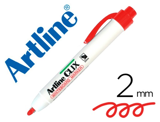 [46152] Rotulador artline clix pizarra ek-573a rojo punta retractil redonda 2 mm
