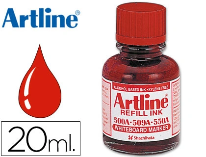 [42859] Tinta artline rojo para rotulador pizarra blanca 500a bote 20 ml