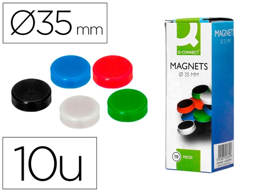 [36236] Iman para sujecion q-connect ideal para pizarras magneticas35 mm colores surtidos caja de 10 unidades