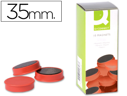 [36235] Iman para sujecion q-connect ideal para pizarras magneticas35 mm rojo caja de 10 unidades