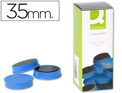 [36233] Iman para sujecion q-connect ideal para pizarras magneticas35 mm azul caja de 10 unidades