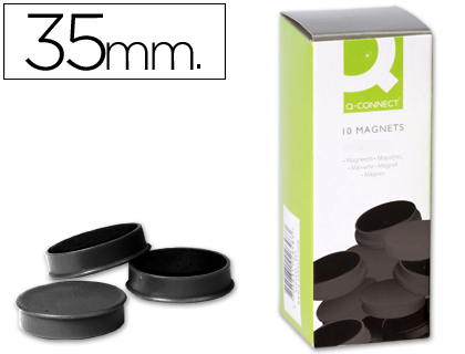 [36232] Iman para sujecion q-connect ideal para pizarras magneticas35 mm negro caja de 10 unidades