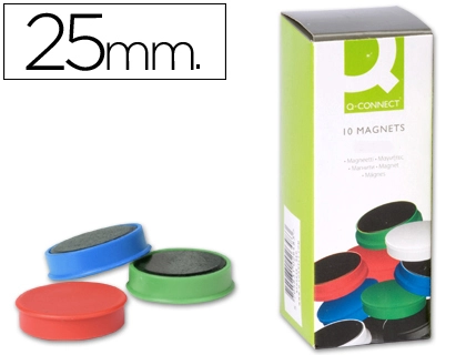 [36231] Iman para sujecion q-connect ideal para pizarras magneticas25 mm colores surtidos caja de 10 unidades