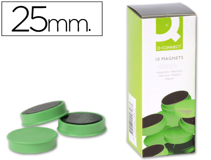 [36229] Iman para sujecion q-connect ideal para pizarras magneticas25 mm verde caja de 10 unidades