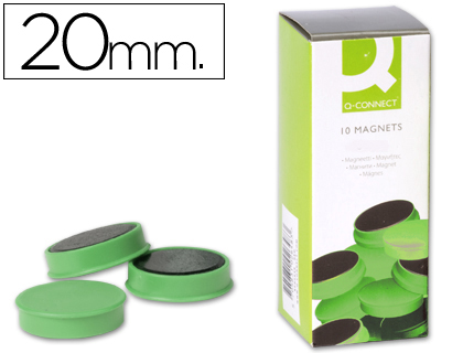 [36224] Iman para sujecion q-connect ideal para pizarras magneticas20 mm verde caja de 10 unidades