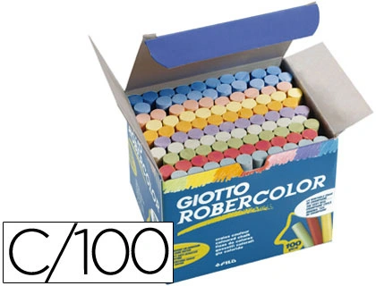 [31202] Tiza color antipolvo robercolor caja de 100 unidades colores surtidos