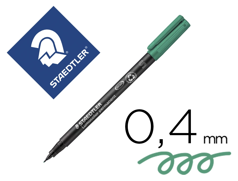 [29159] Rotulador staedtler lumocolor retroproyeccion punta de fibra permanente 313-5 verde punta super fina redonda 0.4 mm