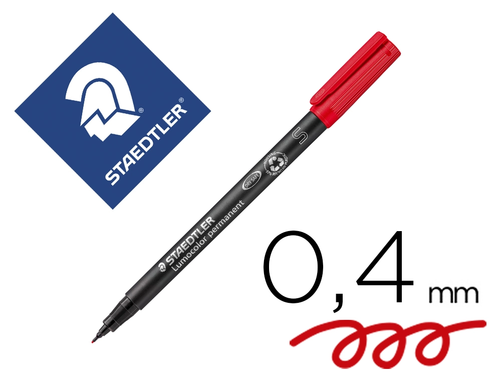 [29158] Rotulador staedtler lumocolor retroproyeccion punta de fibra permanente 313-2 rojo punta super fina redonda 0.4 mm