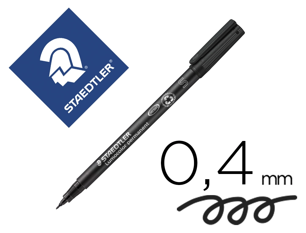 [29157] Rotulador staedtler lumocolor retroproyeccion punta de fibra permanente 313-9 negro punta super fina redonda 0.4 mm