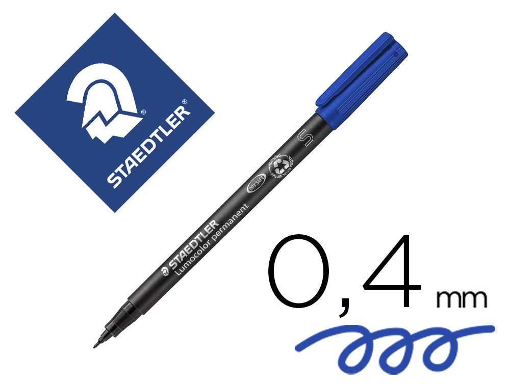 [29156] Rotulador staedtler lumocolor retroproyeccion punta de fibra permanente 313-3 azul punta super fina redonda 0.4 mm