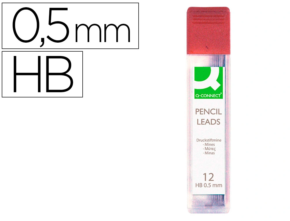 [10691] Minas q-connect grafito 0,5 mm hb estuche de 12 minas longitud 60 mm