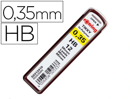 [91035] Minas rotring grafito 0,35 mm hb estuche de 12 minas