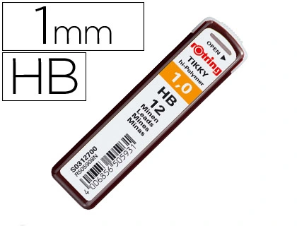 [91030] Minas rotring grafito 1 mm hb estuche de 12 minas