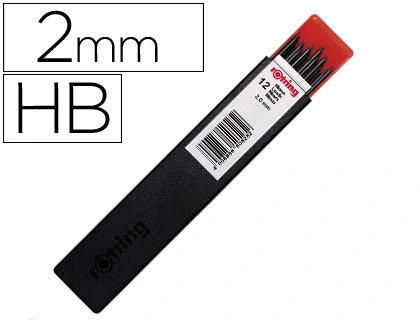 [91029] Minas rotring grafito 2 mm hb estuche de 12 minas