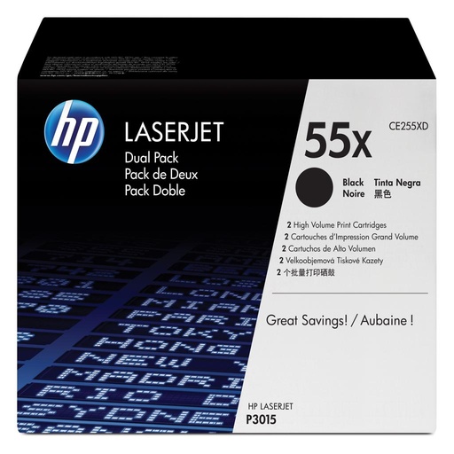 [13504] [CE255XD] HP Laserjet P3011/P3015/M521 Toner Negro, 12.500 Paginas (Pack 2)