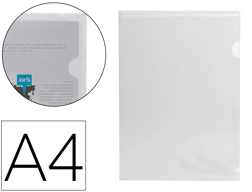 [20078] Carpeta liderpapel dossier uñero 44004 polipropileno din a4 incolora 20 hojas