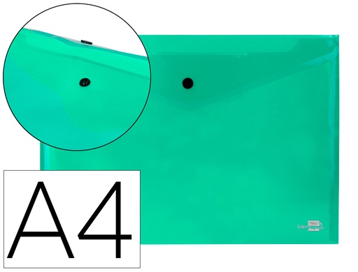 [19986] Carpeta liderpapel dossier broche 34043 polipropileno din a4 verde transparente 50 hojas