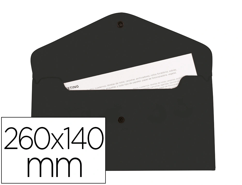[11294] Carpeta liderpapel dossier broche polipropileno tama o sobre americano 260x140 mm negro opaco