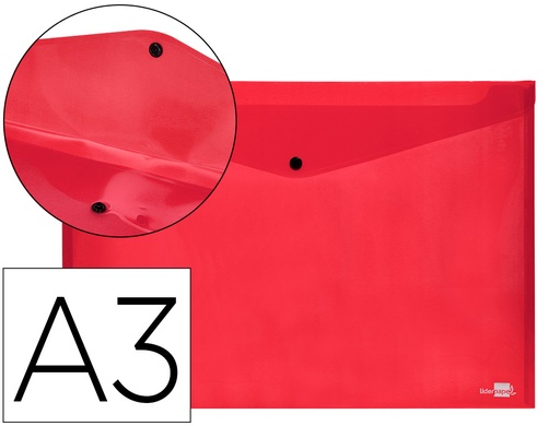 [11059] Carpeta liderpapel dossier broche 44243 polipropileno din a3 rojo translucido