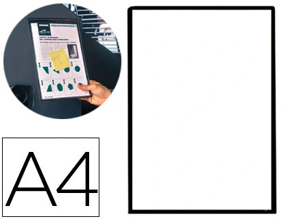 [76184] Funda magnetica djois pvc din a4 con banda magnetica para colgar negro pack 5 unidades