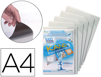[76175] Funda de presentacion djois adhesiva permanente rigida y anti reflejo din a4 pack 5 unidades