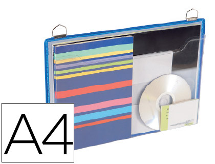 [76173] Funda para colgar djois din a4 anilla metalica formato horizontal pack de 5 unidades color azul
