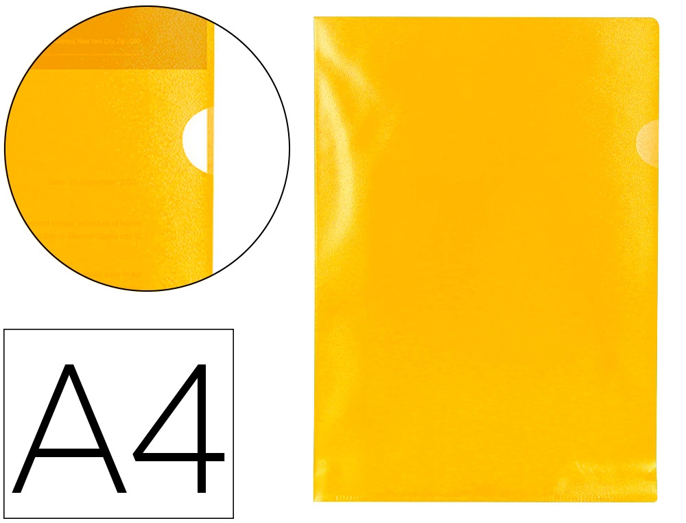 [63389] Carpeta dossier uñero plastico q-connect din a4 120 micras amarilla caja de 100 unidades