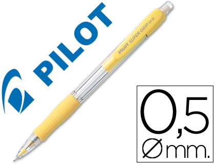 [38064] Portaminas pilot super grip amarillo 0,5 mm sujecion de caucho