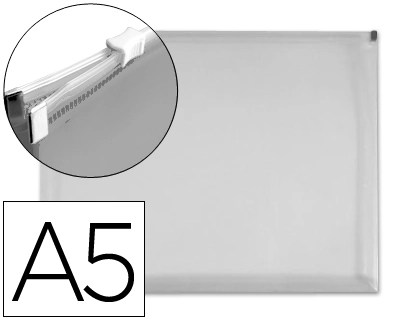 [37582] Carpeta dossier liderpapel a5 cierre de cremallera transparente