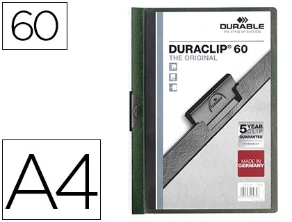 [35058] Carpeta duraclip dossier pinza lateral verde oscuro capacidad 60 hojas