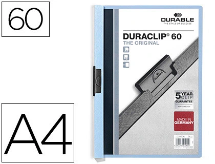 [35054] Carpeta duraclip dossier pinza lateral azul capacidad 60 hojas