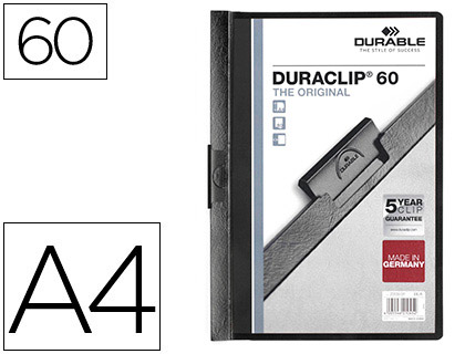 [35049] Carpeta duraclip dossier pinza lateral negro capacidad 60 hojas
