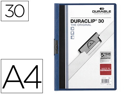 [35043] Carpeta duraclip dossier pinza lateral azul oscuro capacidad 30 hojas
