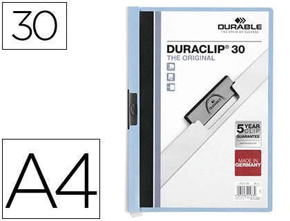 [35042] Carpeta duraclip dossier pinza lateral azul capacidad 30 hojas