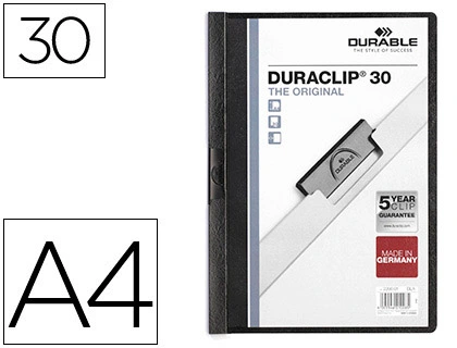 [35037] Carpeta duraclip dossier pinza lateral negro capacidad 30 hojas