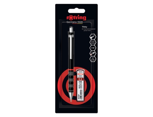 [173611] Set portaminas rotring tikky 0,5 mm color negro + 12 minas hb