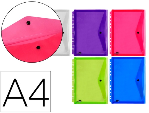 [32857] Carpeta liderpapel dossier broche 36669 polipropileno din a4 pack de 5 col.surtidos transparente multitaladro
