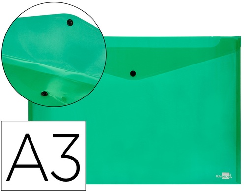 [32838] Carpeta liderpapel dossier broche 44243 polipropileno din a3 verde translucido