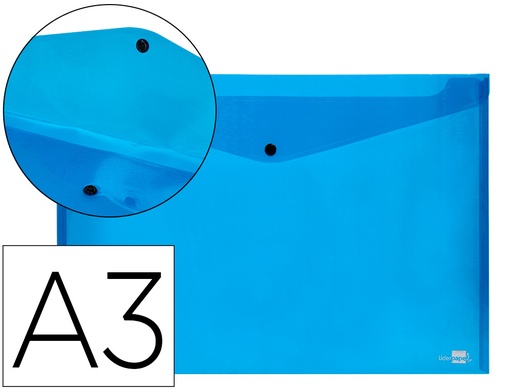 [32837] Carpeta liderpapel dossier broche 44242 polipropileno din a3 azul translucido