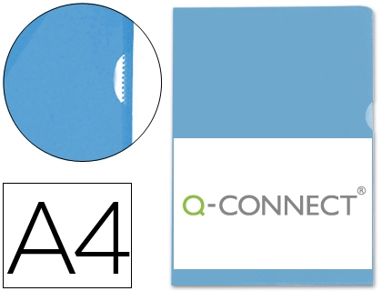 [32711] Carpeta dossier uñero plastico q-connect din a4 120 micras azul -bolsa de 10 unidades