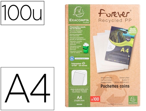 [169231] Carpeta dossier uñero exacompta reciclado polipropileno 120 mc din a4 caja de 100 unidades