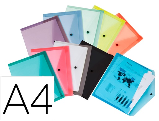 [166152] Carpeta liderpapel dossier broche transparente din a4 paquete de 12 unidades colores surtidos