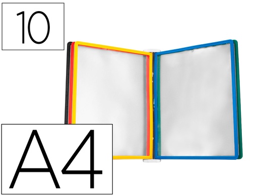 [166031] Portacatalogo de pared plastico liderpapel con 10 fundas din a4 colores surtidos