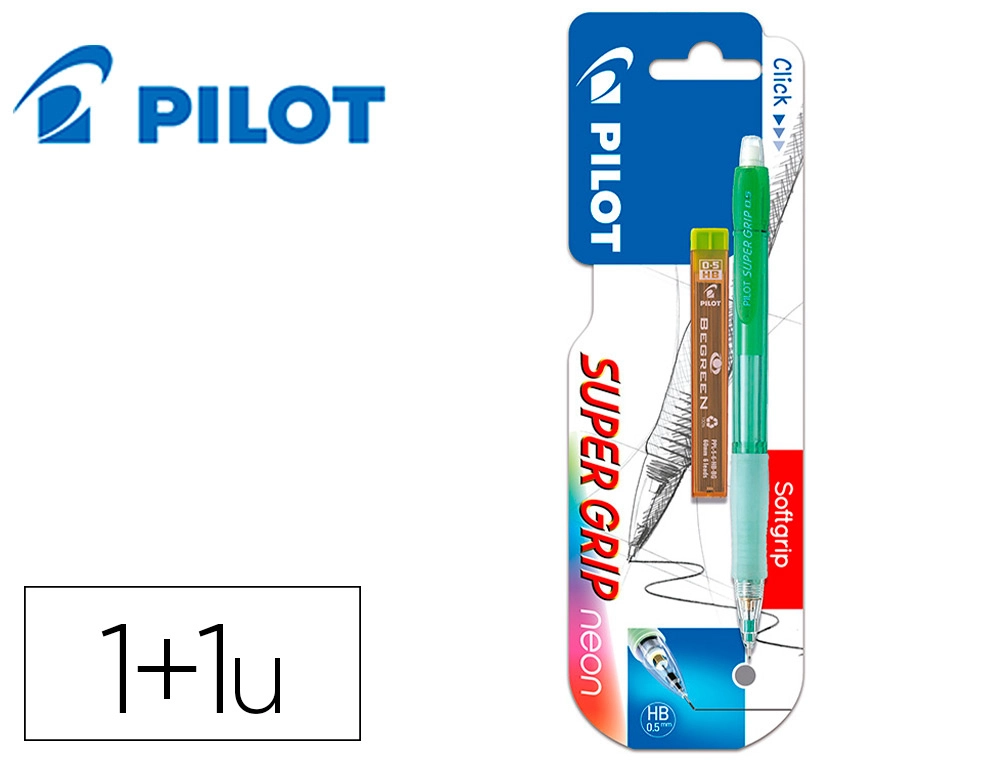 [161352] Portaminas pilot h-185 cuerpo color neon 0,5 mm + 1 tubo de 12 minas en blister
