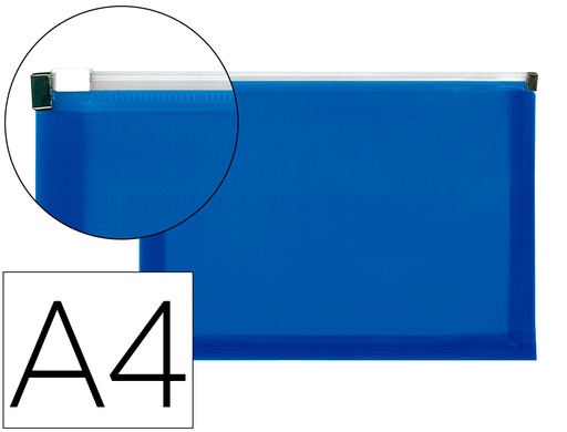 [160051] Carpeta dossier liderpapel a4 cierre de cremallera azul translucido