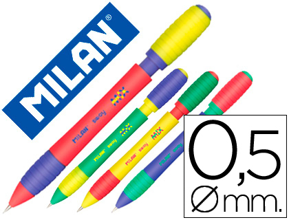 [154011] Portaminas milan sway mix 0,5 mm con goma colores surtidos